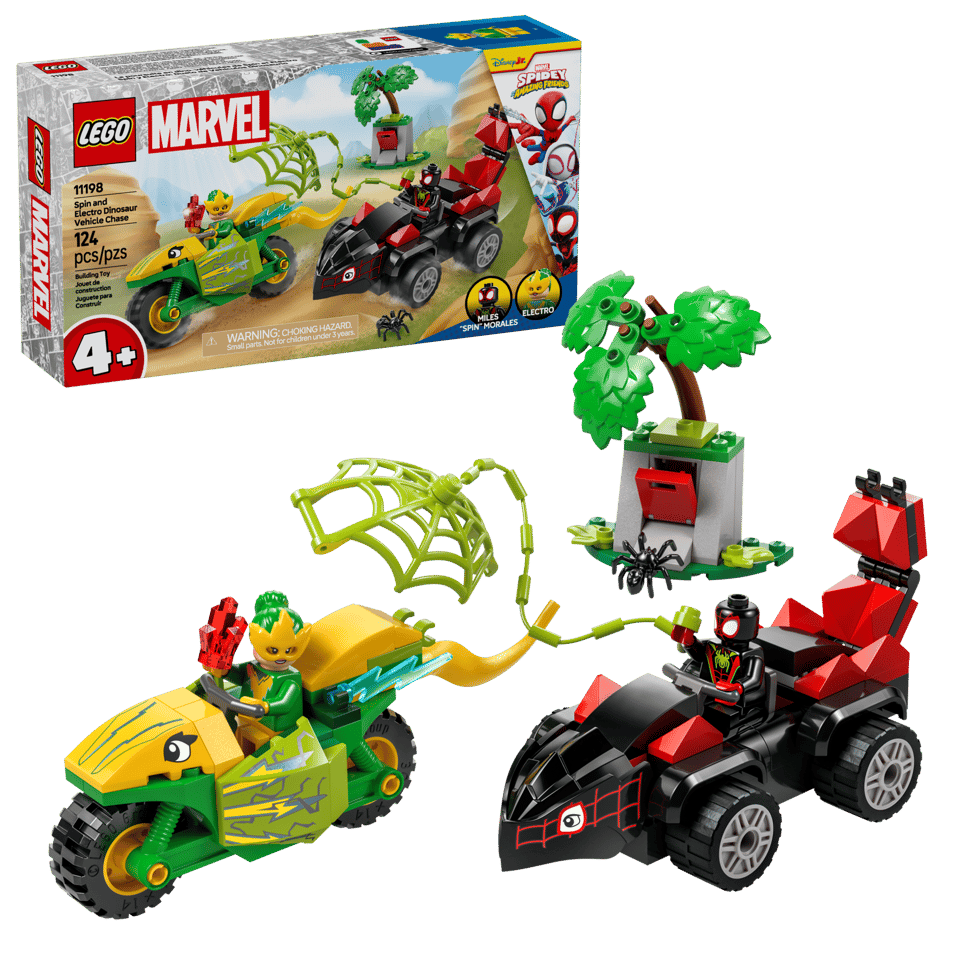 LEGO MARVEL 11198 SPIN AND ELECTRO DINOSAUR VEHICLE CHASE
