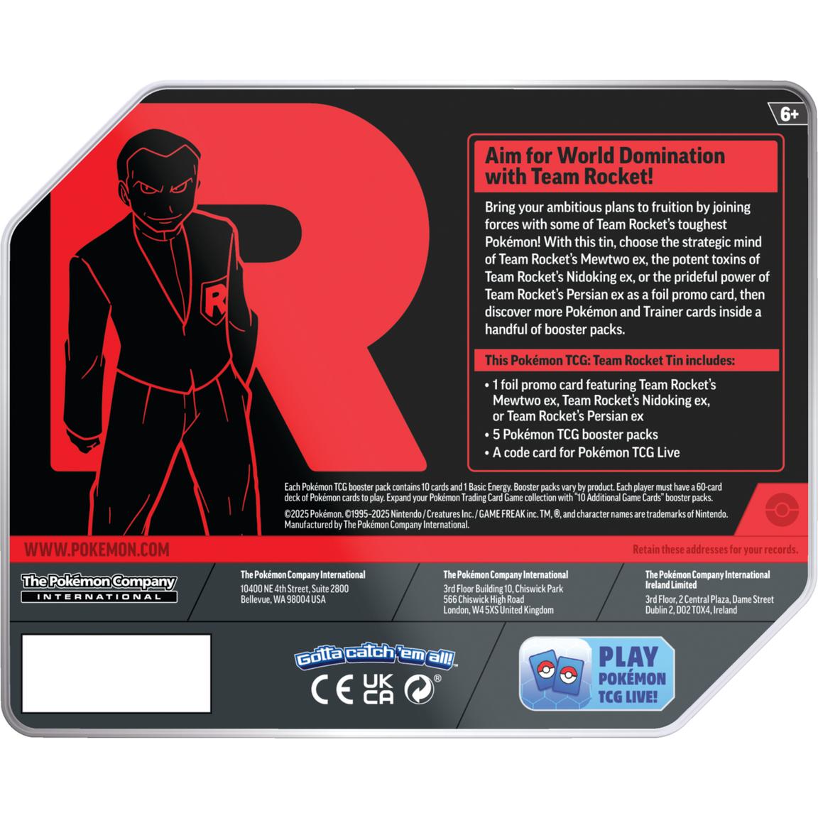 POKEMON DESTINED RIVALS TEAM ROCKET TIN