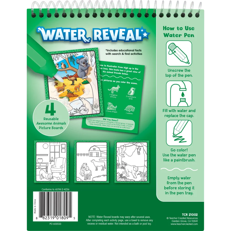 AWESOME ANIMALS WATER REVEAL REUSABLE PICTURE BOOKS