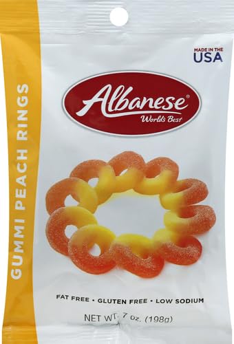 Albanese Gummi Peach Rings, 7oz,