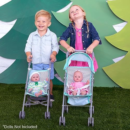 Adora Doll Accessories Zig Zag Small Umbrella Toy Play Stroller for Kids 3 years & up , Grey