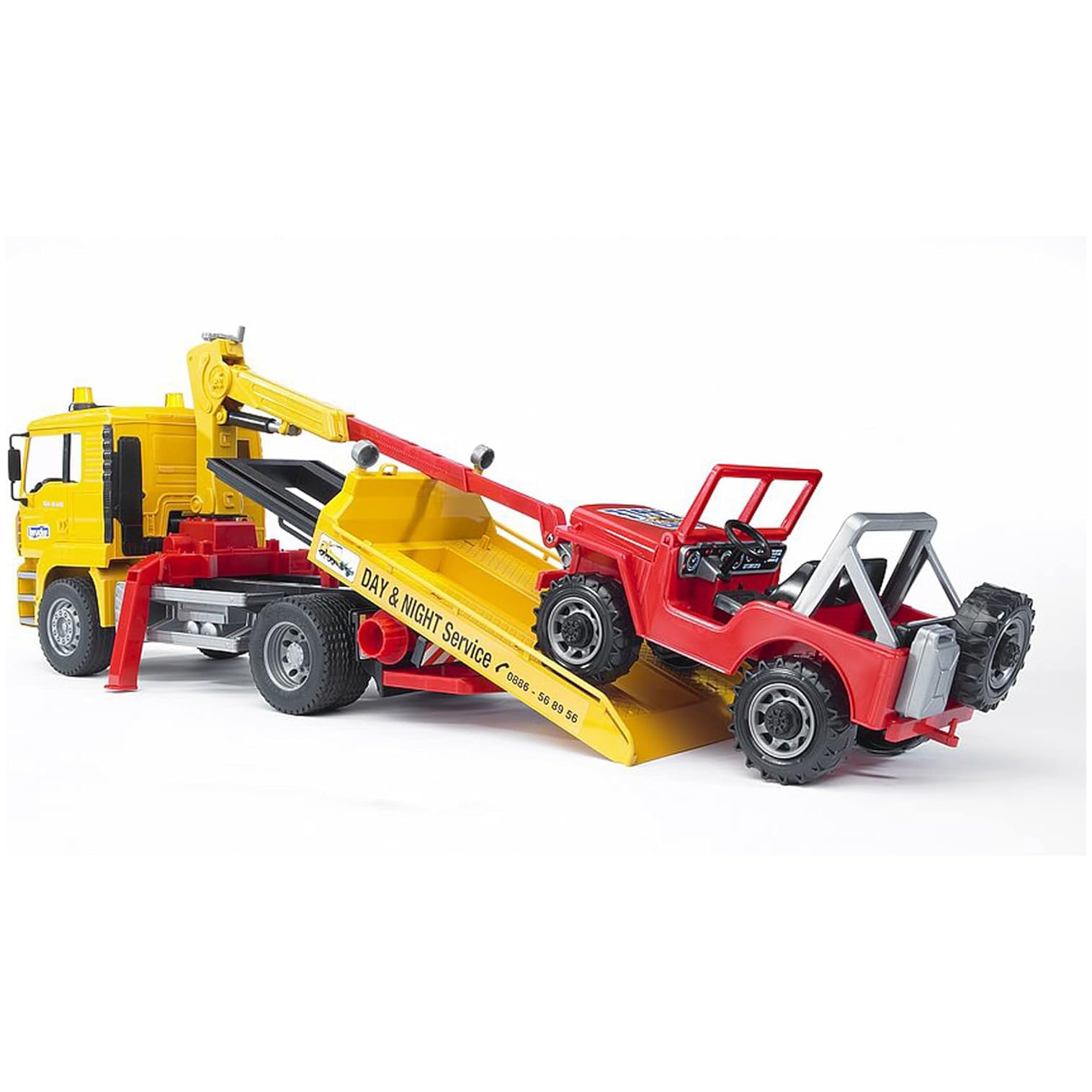 Bruder 02750 Man TGA Tow Truck with Cross Country Vehicle