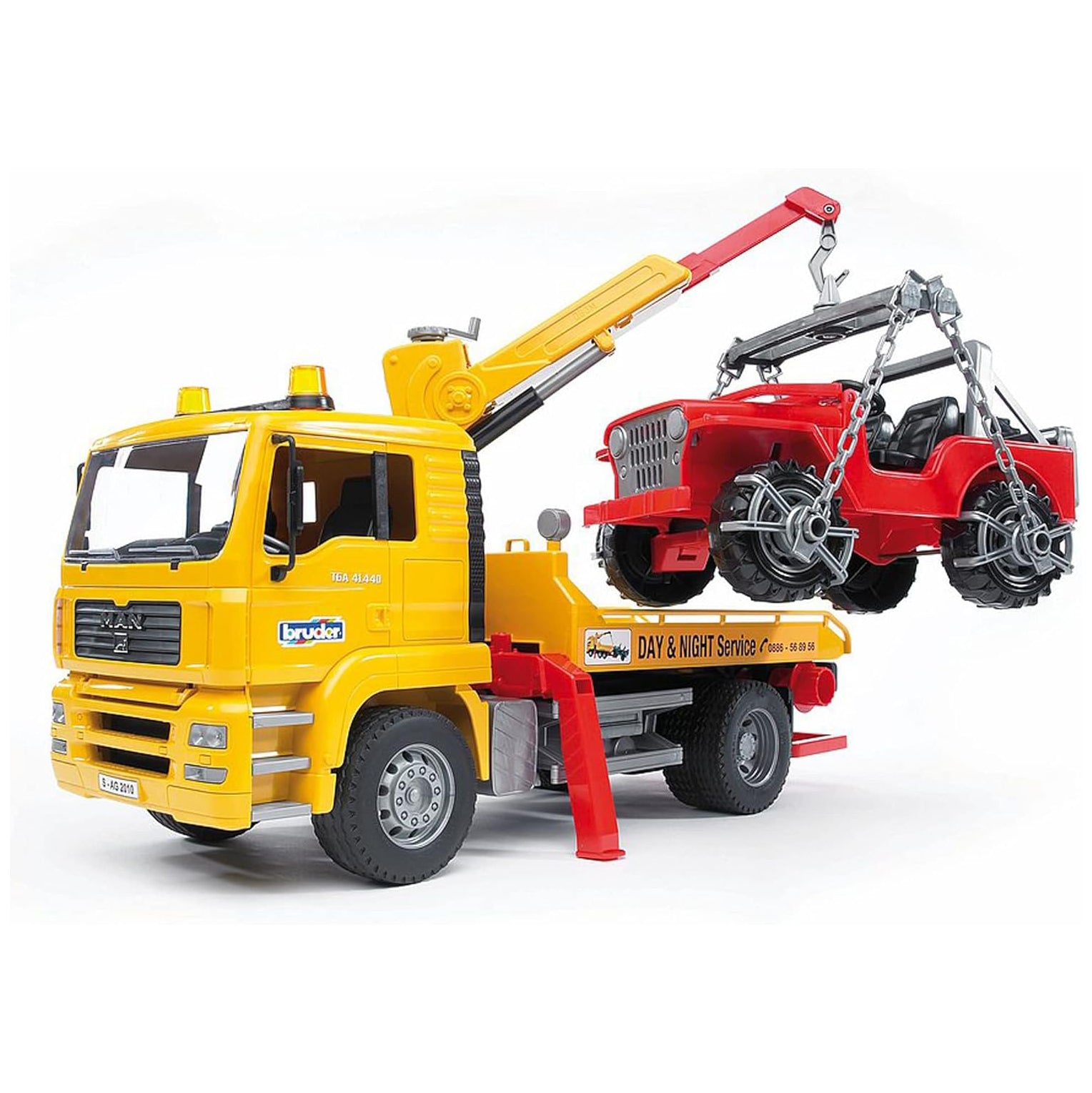 Bruder 02750 Man TGA Tow Truck with Cross Country Vehicle