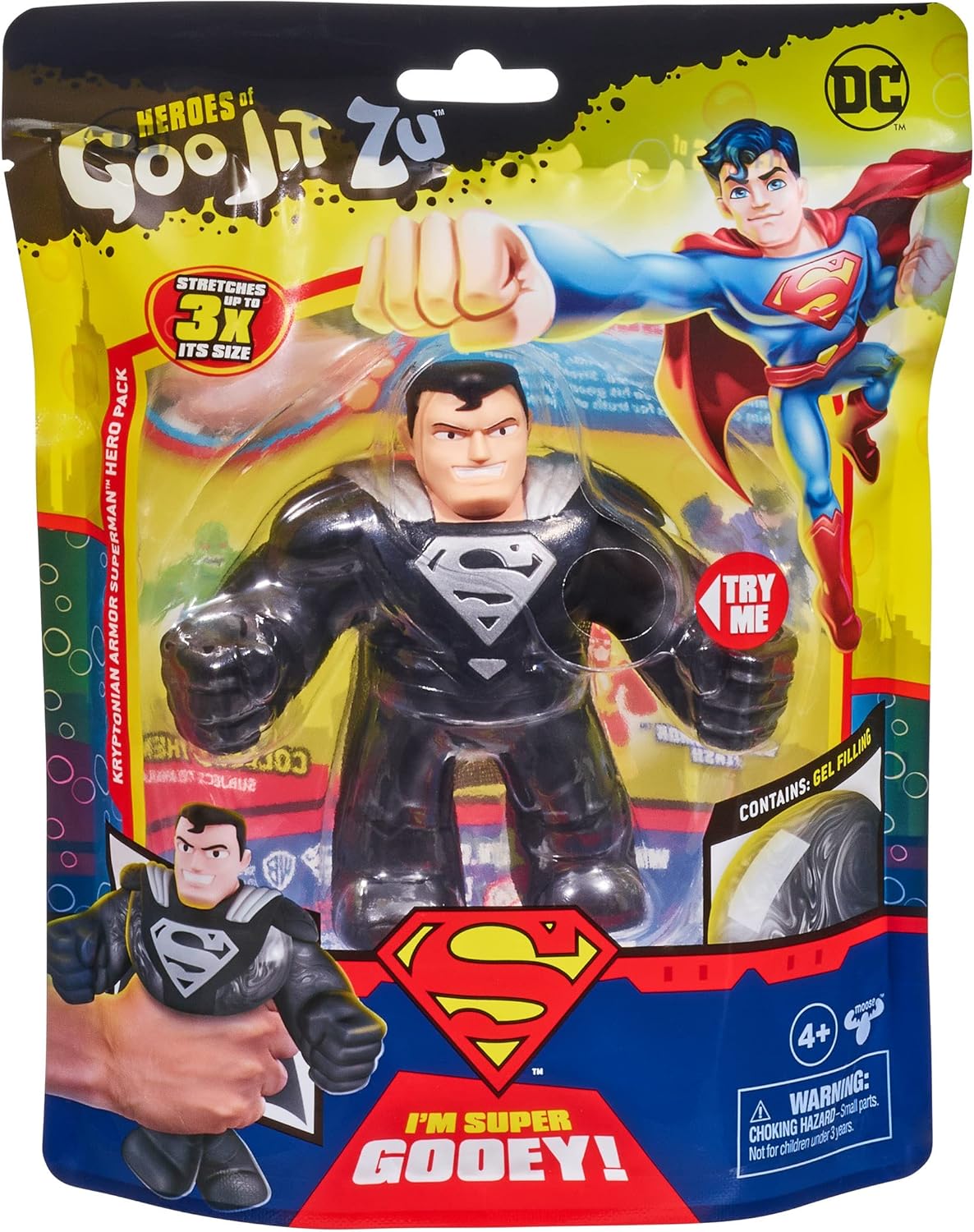 Heroes of Goo Jit Zu DC Hero Pack - Super Stretchy Kryptonian Steel Superman 4.5" Tall