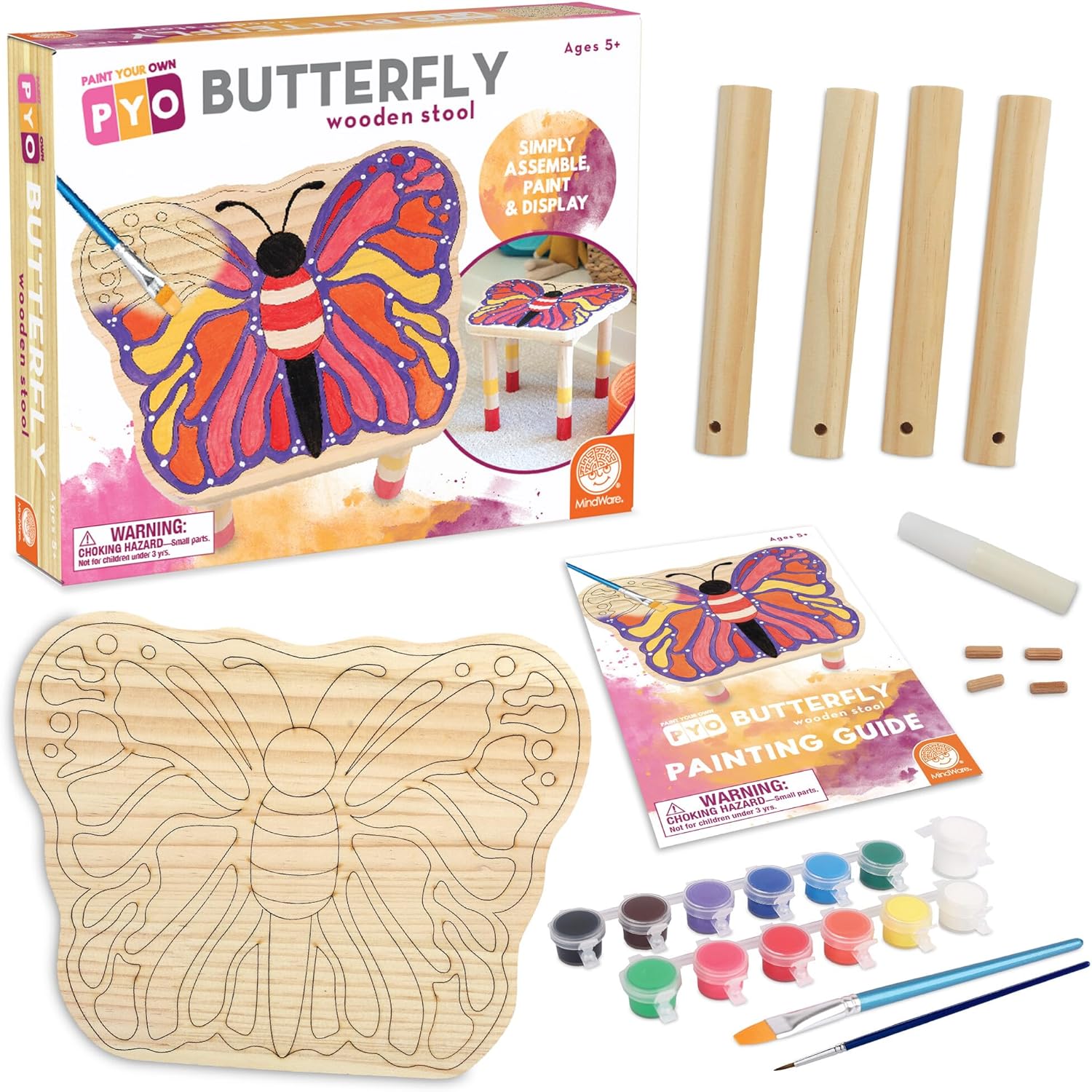 PYO: WOODEN STOOL: BUTTERFLY