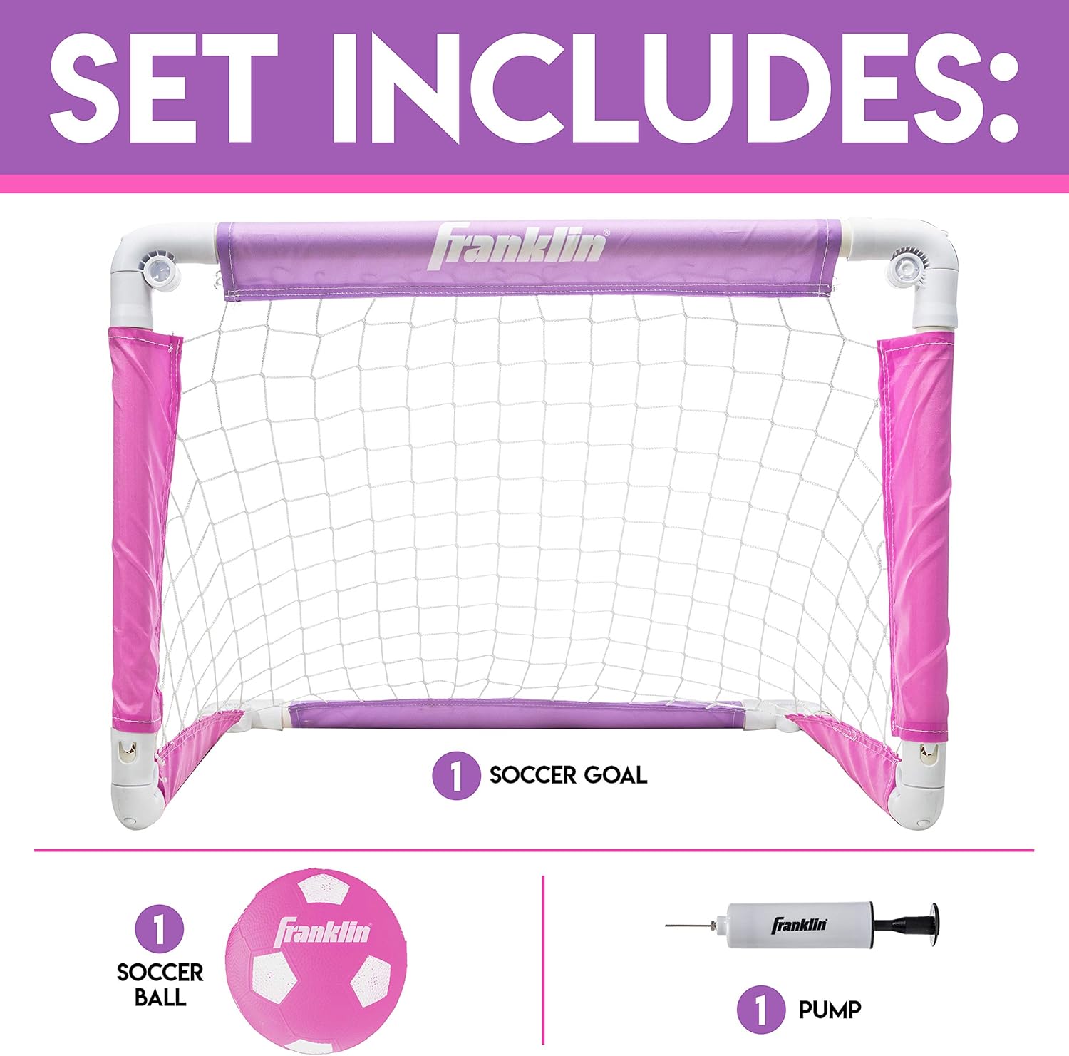 24 INCH SOCCER GOAL & BALL SET Pink/Purple