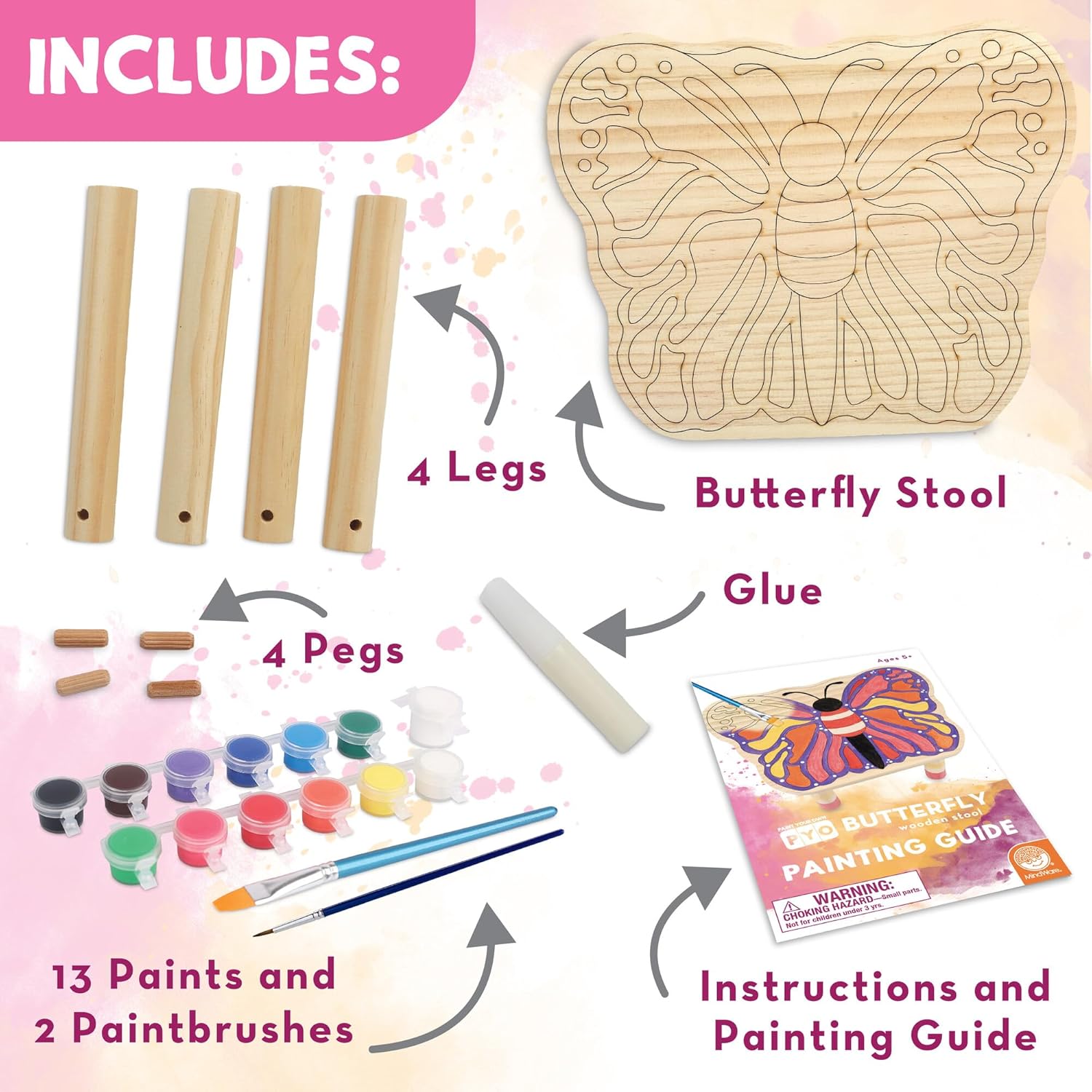 PYO: WOODEN STOOL: BUTTERFLY