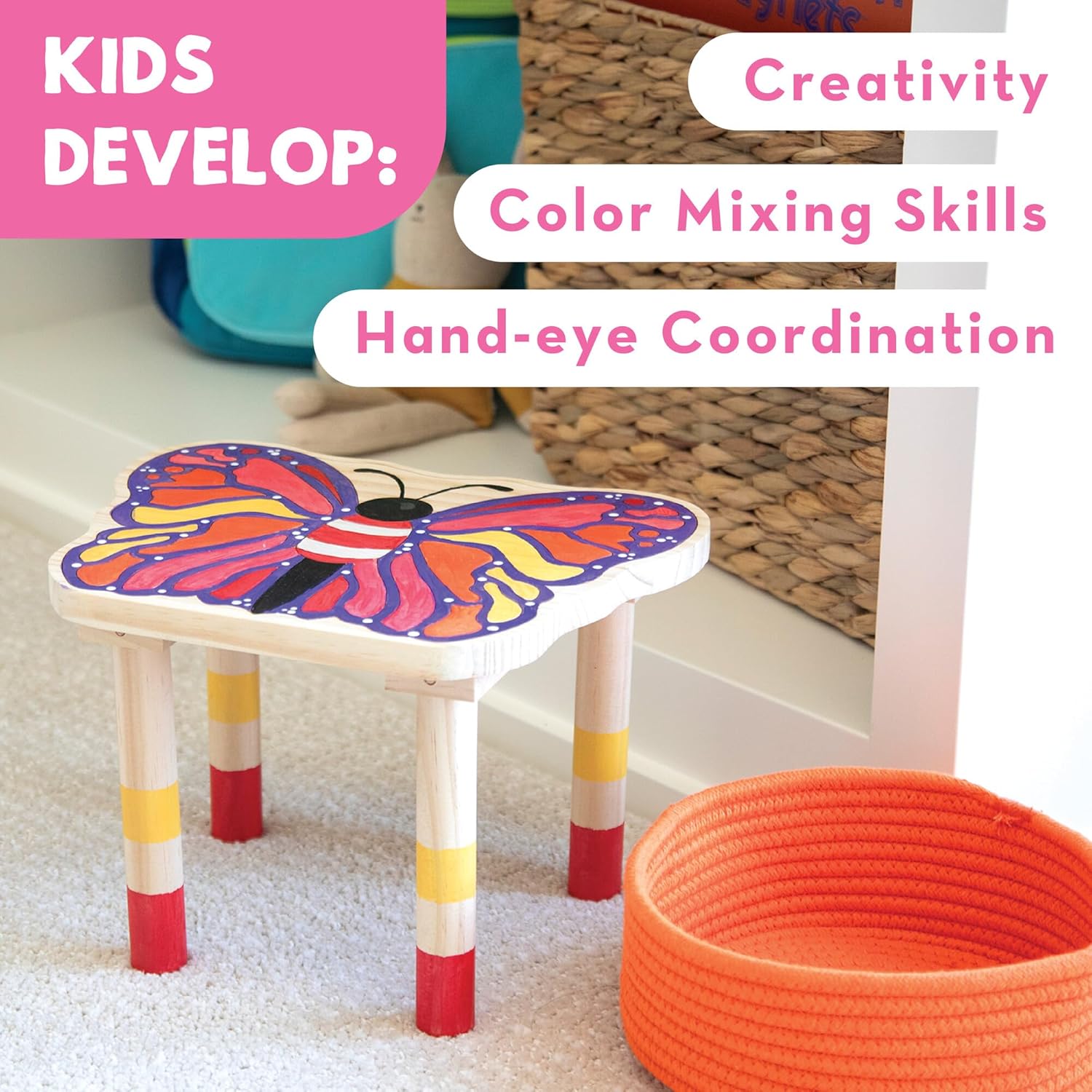 PYO: WOODEN STOOL: BUTTERFLY