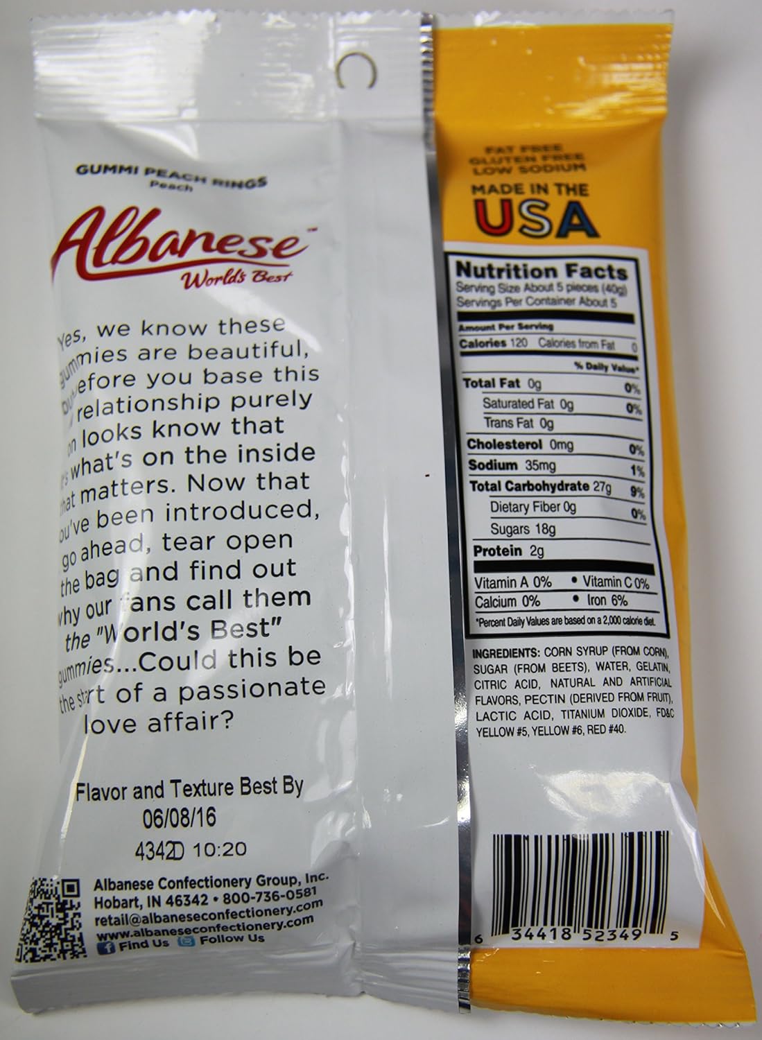 Albanese Gummi Peach Rings, 7oz,