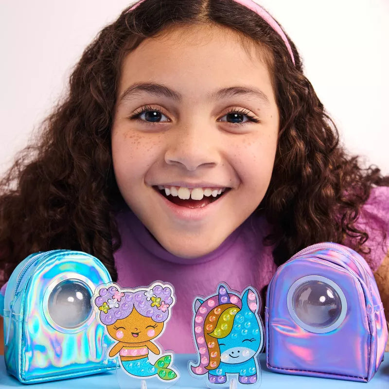 Creativity for Kids Bubble Gem Backpack Keychains: DIY Art Kit with Gems, Key Rings, Stickers