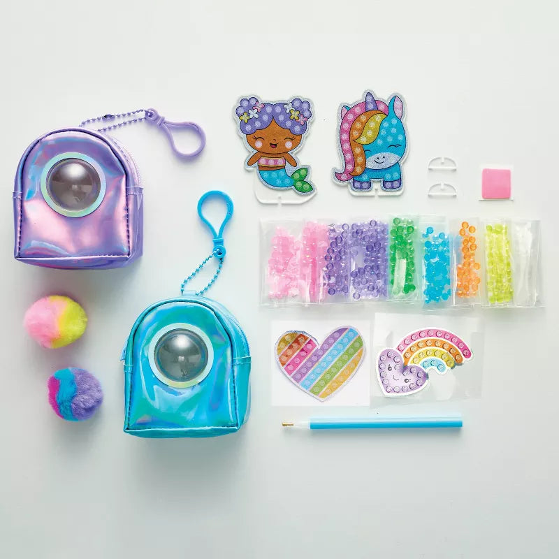 Creativity for Kids Bubble Gem Backpack Keychains: DIY Art Kit with Gems, Key Rings, Stickers