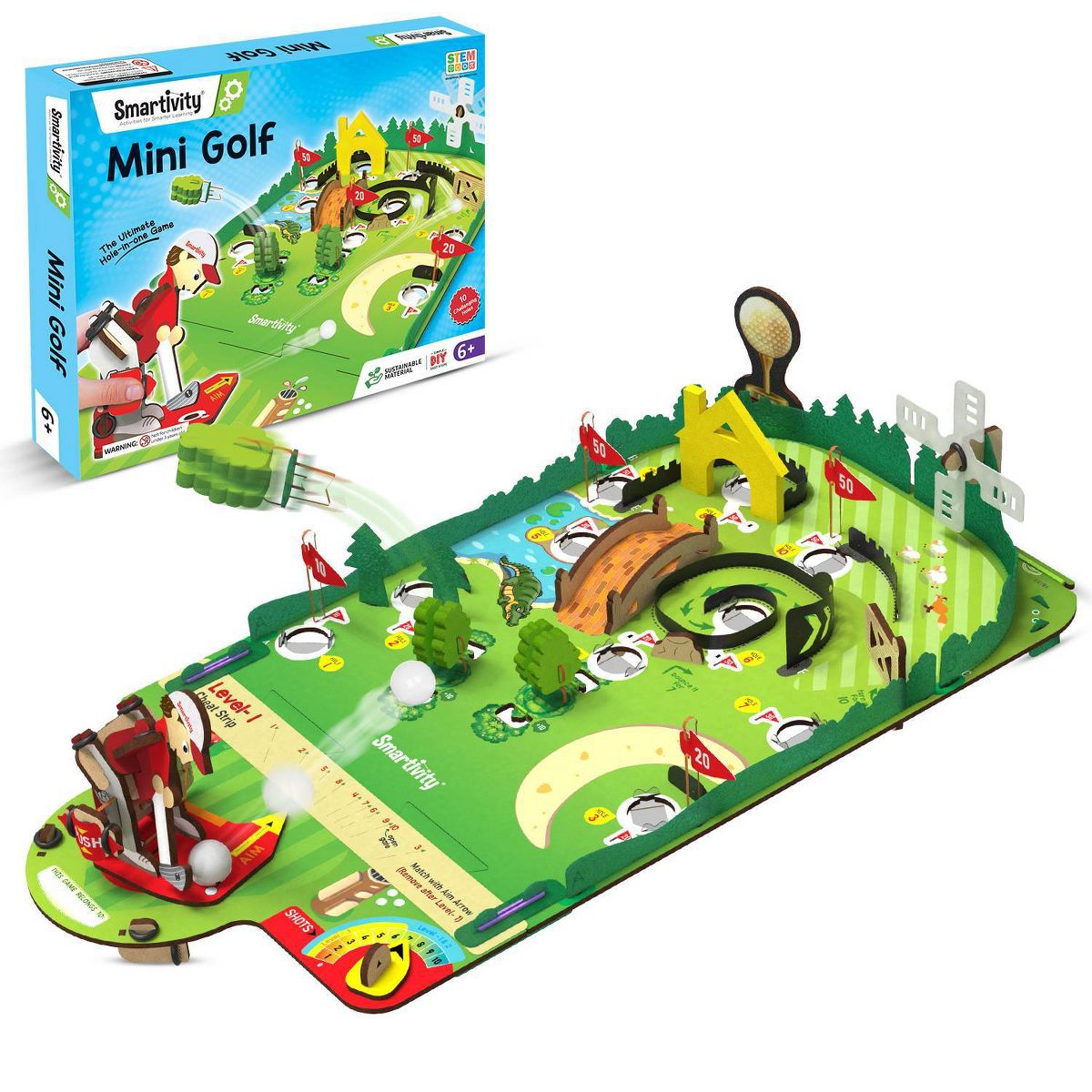 Smartivity Mini Golf Tabletop Game: Engineering Building Set, MDF Material, 12 Pieces