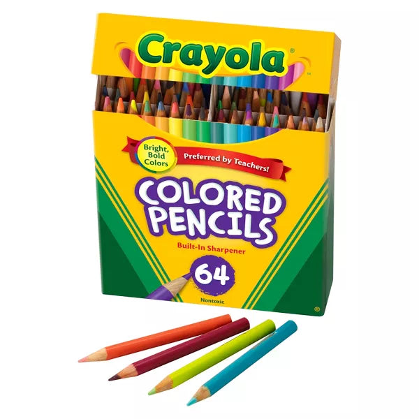 Crayola 64CT COLORED PENCILS WITH SHARPENER