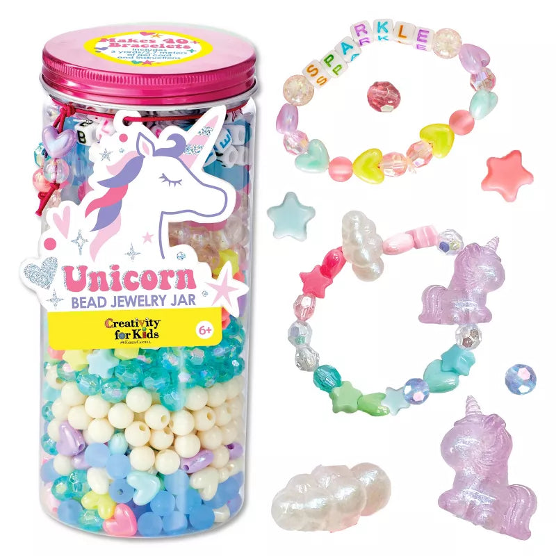 Creativity for Kids Unicorn Bead Jewelry Jar: Craft Kit with Beads & Cord for Ages 6+