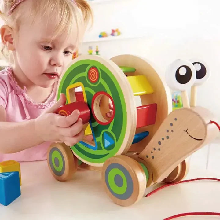 Hape Walk-A-Long Snail Toddler Wooden Pull Toy
