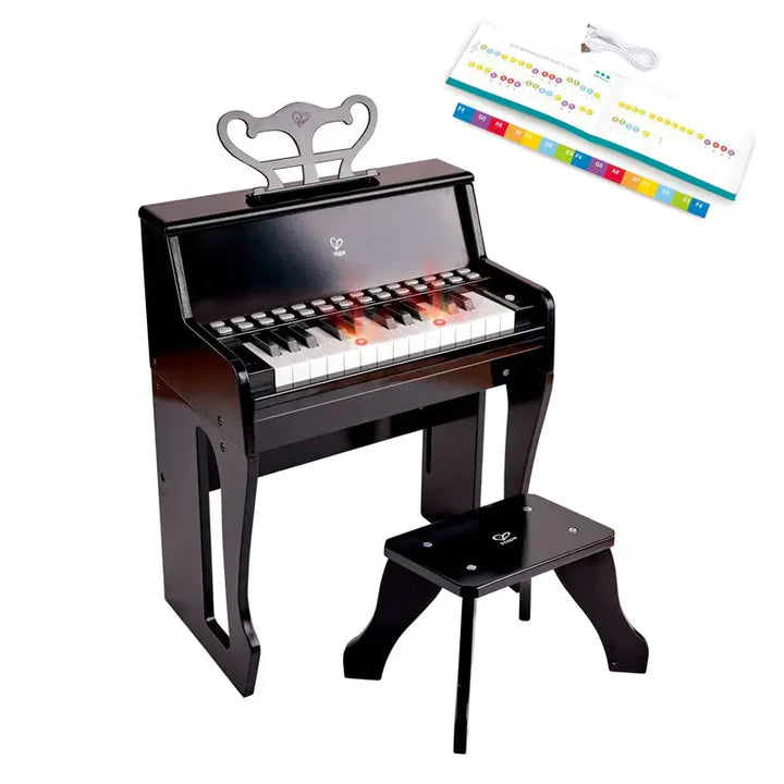 Hape Learn with Lights Black Piano with Stool