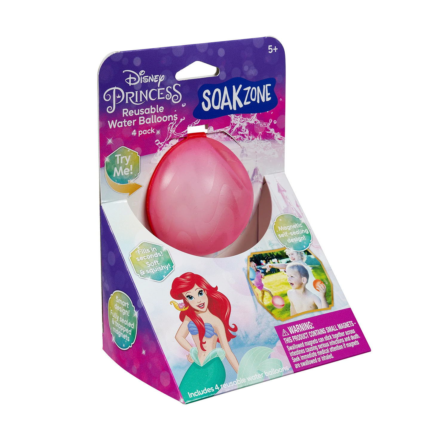 SOAK ZONE DISNEY PRINCESS REUSABLE WATER BALLOONS 4 PACK
