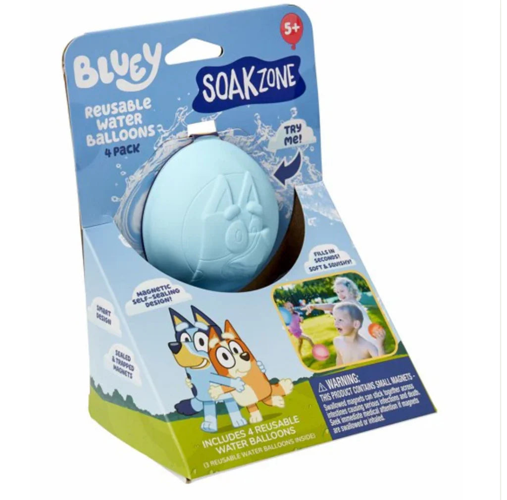 SOAK ZONE BLUEY REUSABLE WATER BALLOONS 4 PACK