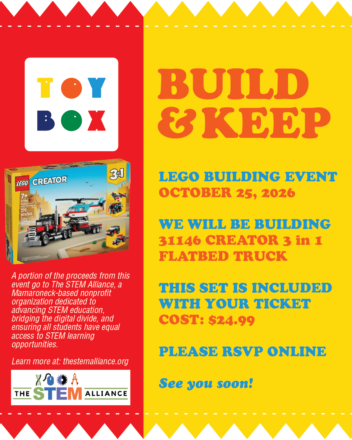 BUILD & KEEP  - OCTOBER 25TH LEGO EVENT TICKET