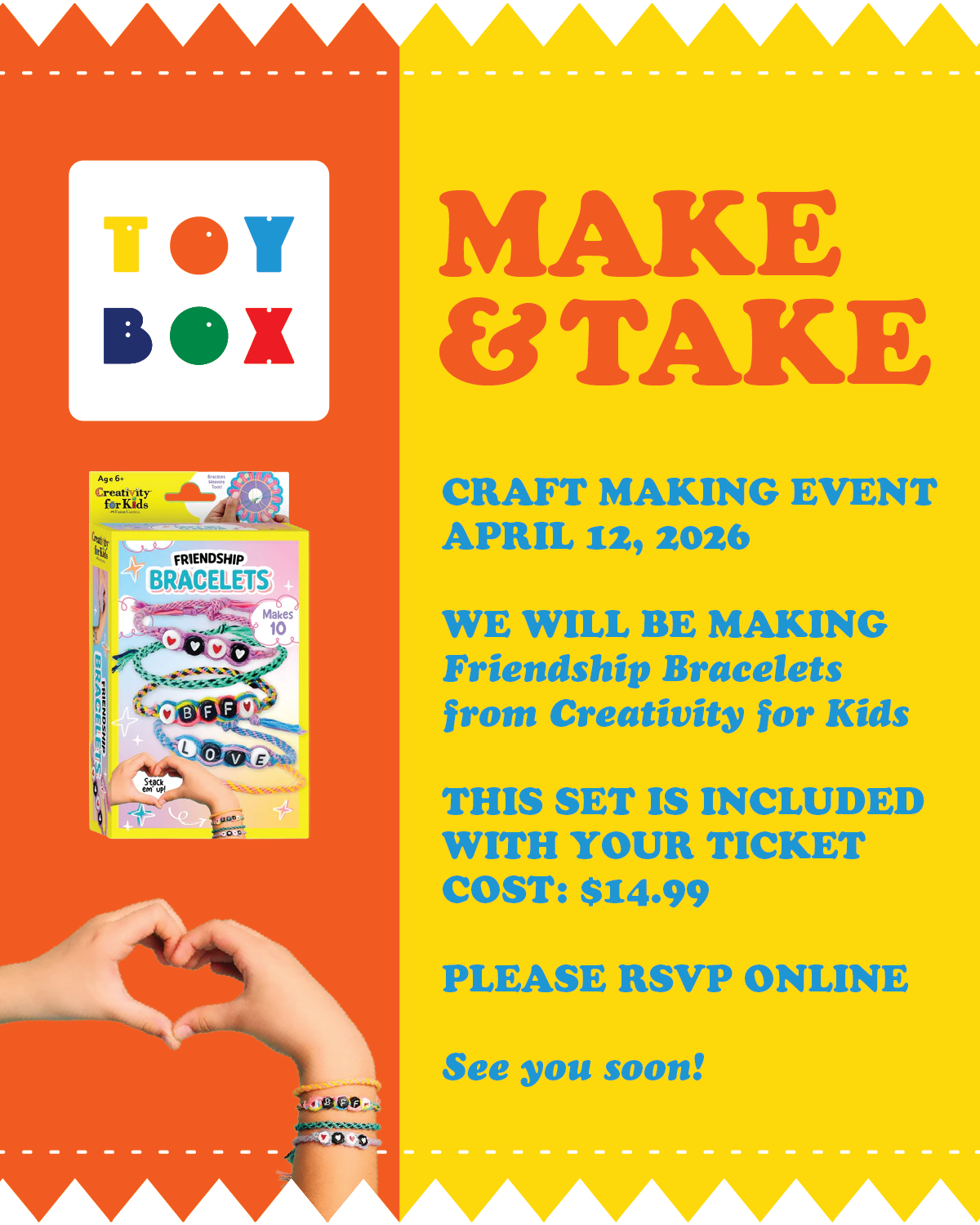 MAKE & TAKE - APRIL 12th CRAFT MAKING EVENT TICKET