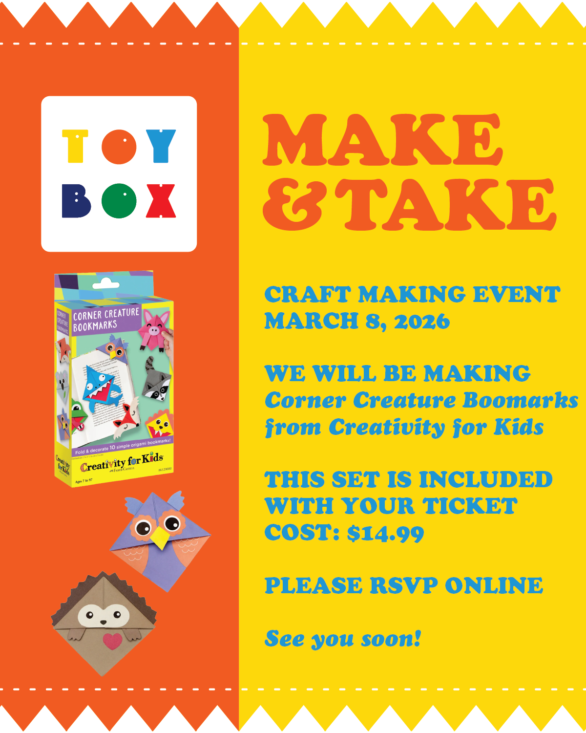 MAKE & TAKE - MARCH 8th CRAFT MAKING EVENT TICKET