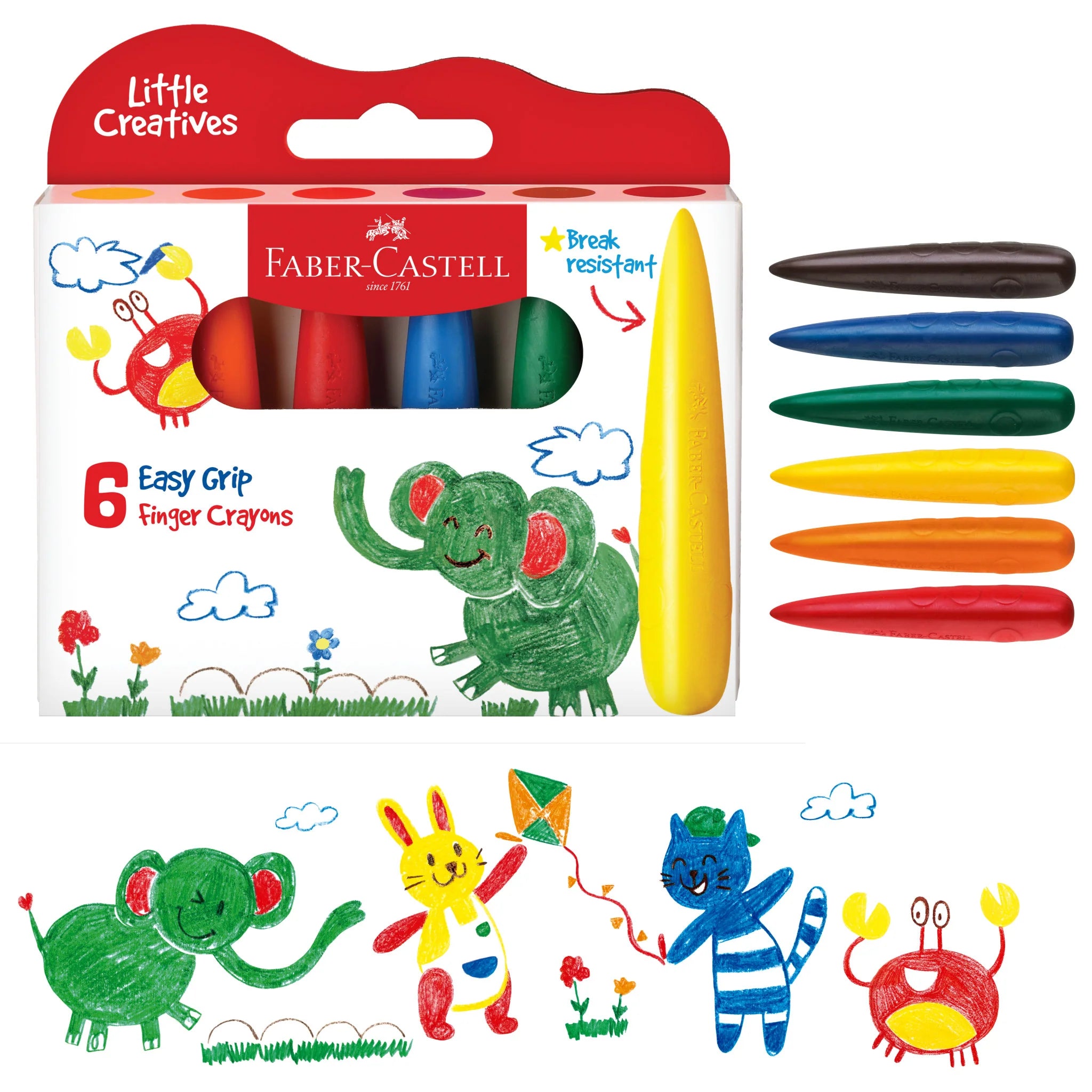 EASY GRIP FINGER CRAYONS 6CT