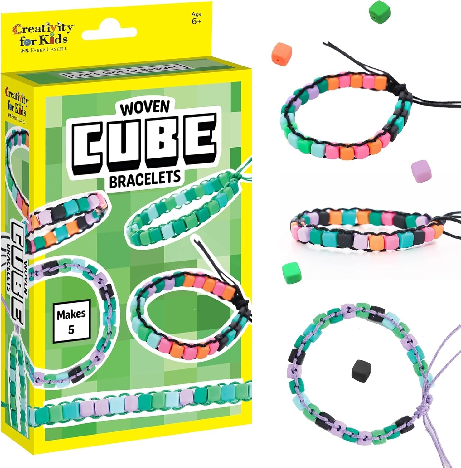 Creativity for Kids Woven Cube Bracelets Mini Kit | Make 5 Pixel-Inspired Bracelets with This STEAM Jewelry Craft for Kids