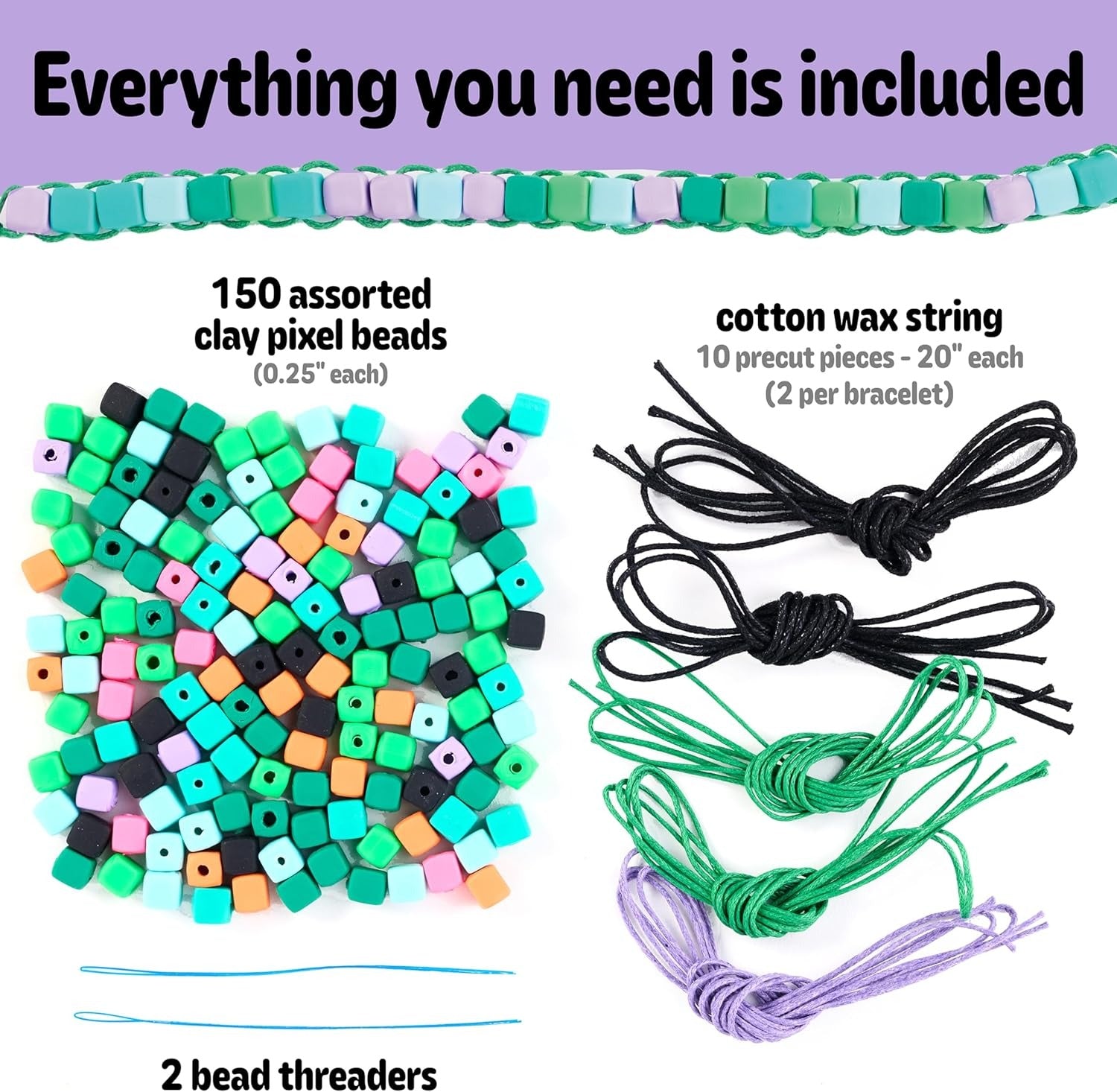 Creativity for Kids Woven Cube Bracelets Mini Kit | Make 5 Pixel-Inspired Bracelets with This STEAM Jewelry Craft for Kids