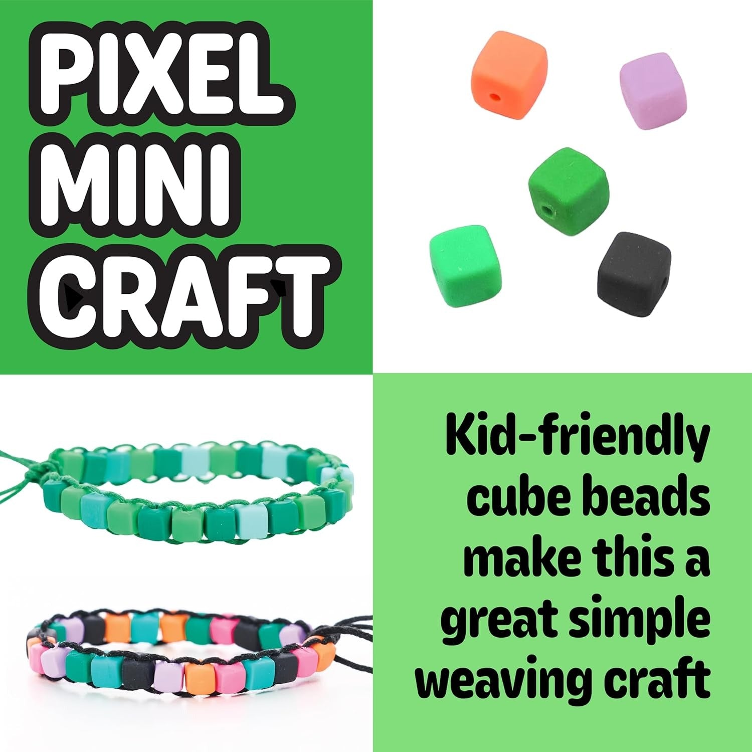 Creativity for Kids Woven Cube Bracelets Mini Kit | Make 5 Pixel-Inspired Bracelets with This STEAM Jewelry Craft for Kids