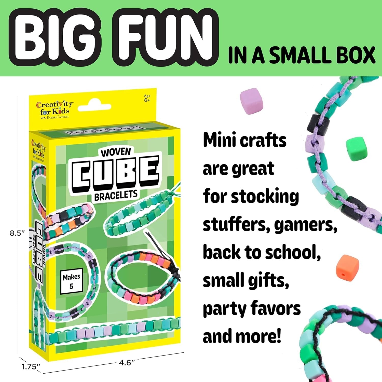 Creativity for Kids Woven Cube Bracelets Mini Kit | Make 5 Pixel-Inspired Bracelets with This STEAM Jewelry Craft for Kids