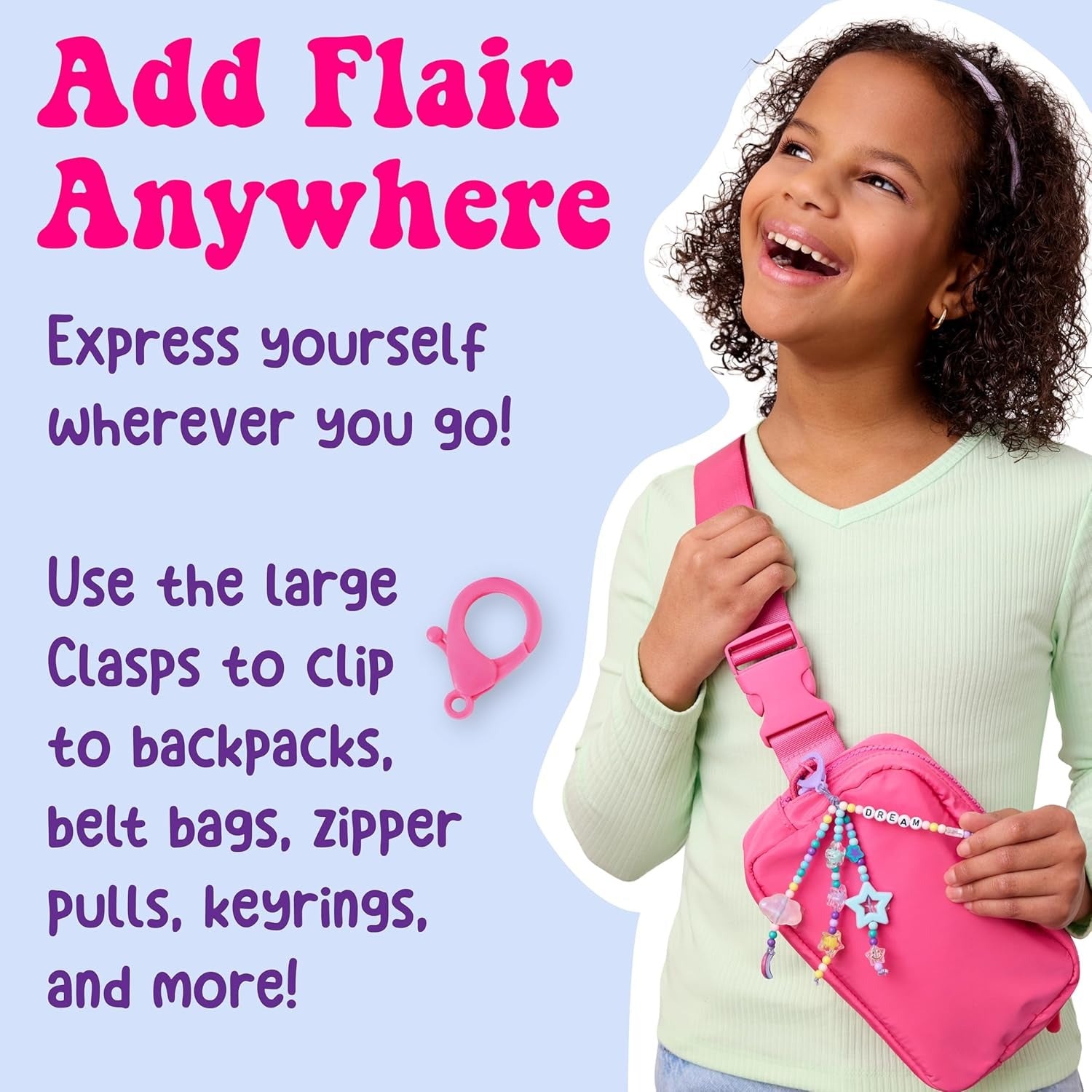 Creativity for Kids Backpack Keychains Mini Kit | Make 2 Trendy Keychains with Beads & Charms | DIY Craft Kit for Kids to Build Motor Skills & Creativity