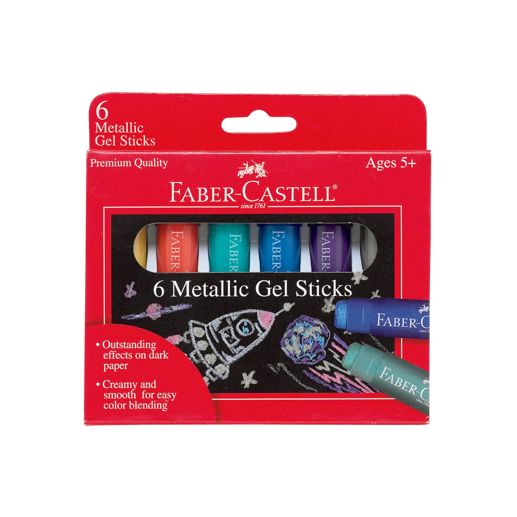 FABER CASTELL METALLIC GEL STICKS 6 PACK
